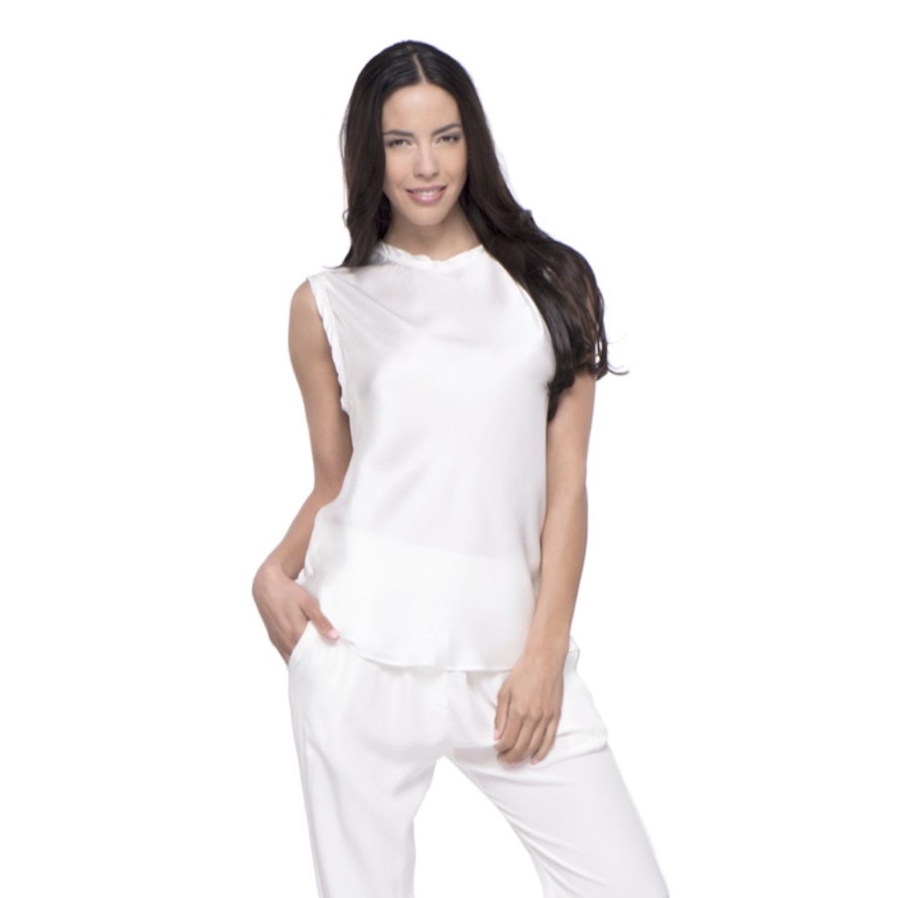 KES + WHITE SILK TUNIC TOP